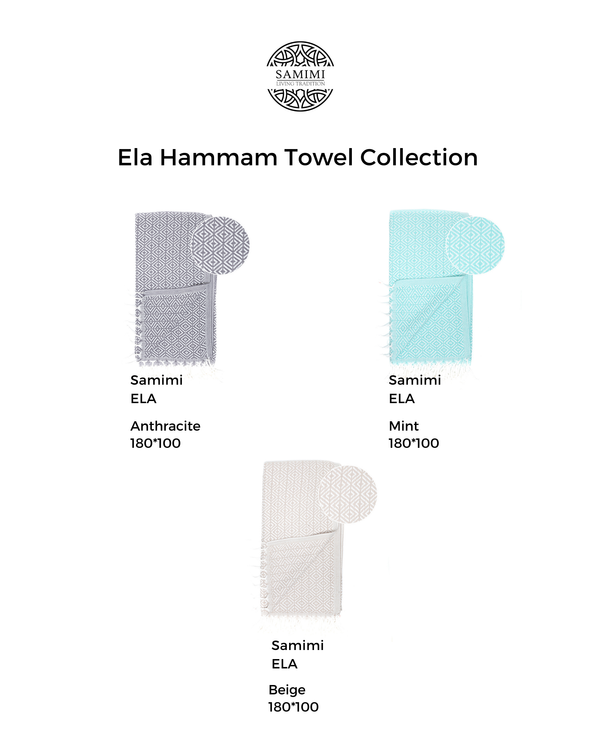 ELA Hammam Beach Towel, Spa Sauna Towel - Mint