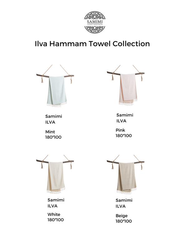 ILVA Turkish Hammam Towel, Spa & Sauna Towel / Made of Bamboo and Cotton - White