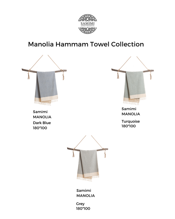 MANOLIA Beach Towel, Turkish Bath Hammam Towel, Spa & Sauna Towel - Grey