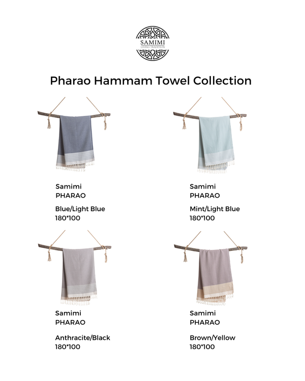 PHARAO Beach Towel, Turkish Hammam Towel, Spa & Sauna Towel - Brown / Yellow