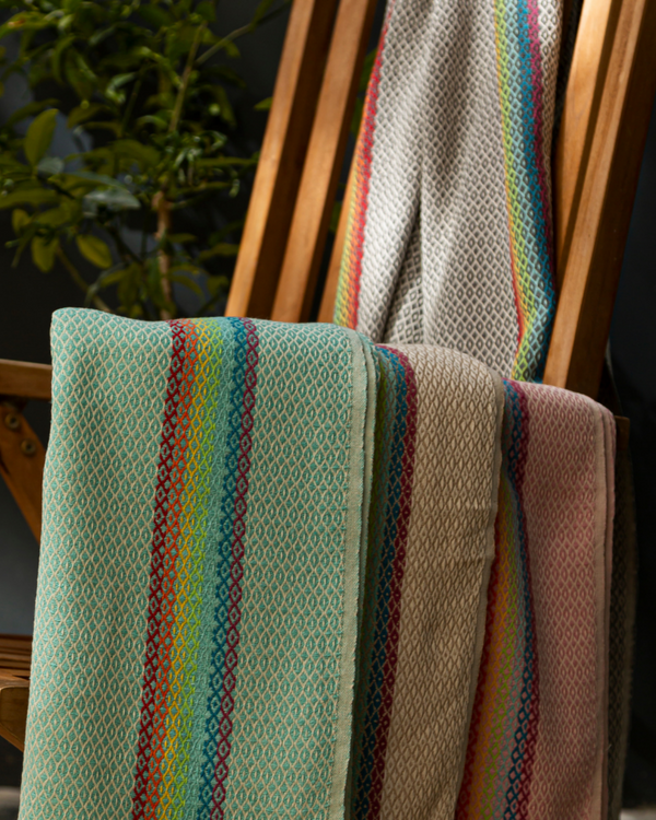 RAINBOW Beach Towel, Turkish Hammam Towel, Spa & Sauna Towel - Pink