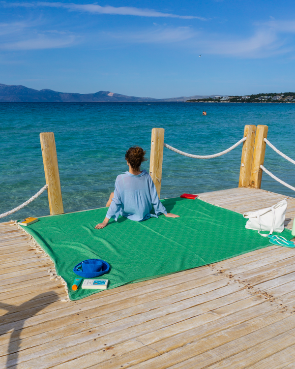 ATOM Cotton Plaid, XXL Beach Towel - Green