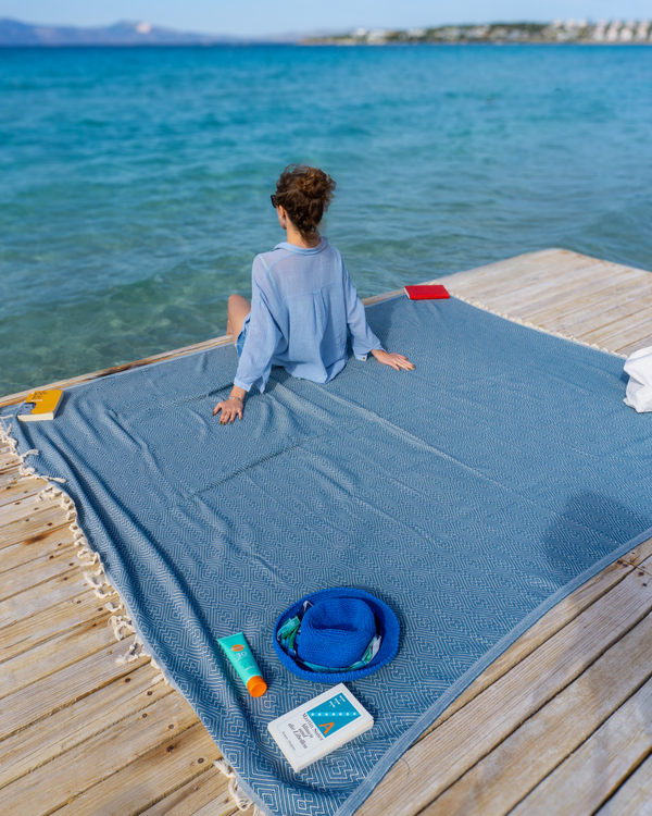 ATOM Cotton Plaid, XXL Beach Towel - Petrol