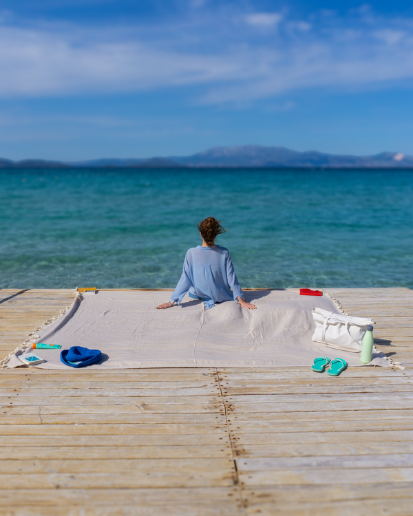 ATOM Cotton Plaid, XXL Beach Towel - Beige