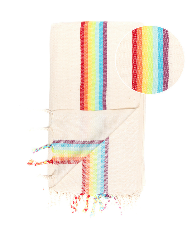 BAMBOO RAINBOW Beach Towel, Turkish Hammam Towel, Spa & Sauna Towel / Made of Bamboo and Cotton / Beige