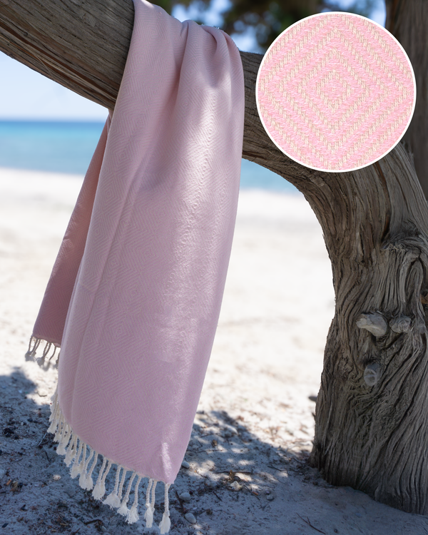 CRYSTAL Beach Towel, Turkish Hammam Towel, Spa & Sauna Towel - Light Pink