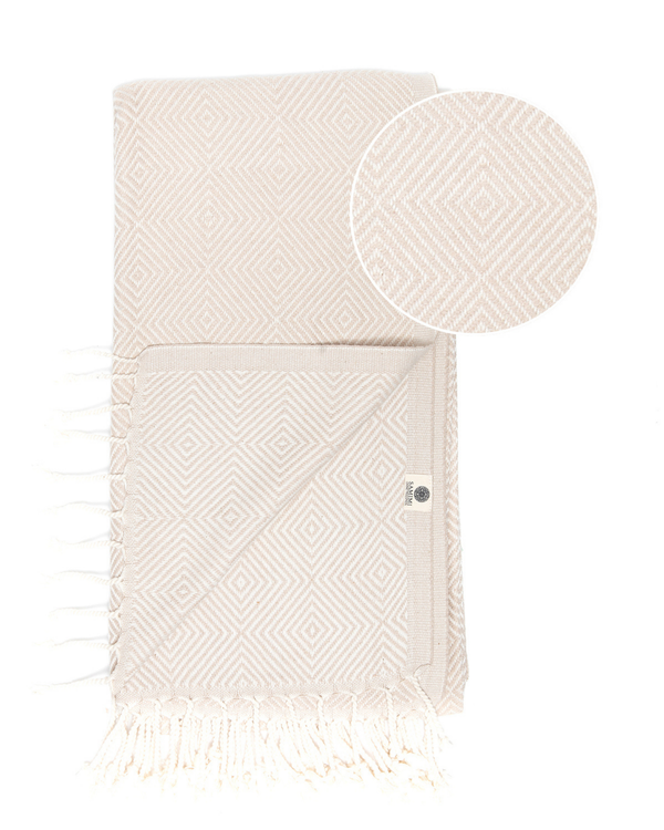 CRYSTAL Beach Towel, Turkish Hammam Towel, Spa & Sauna Towel - Beige