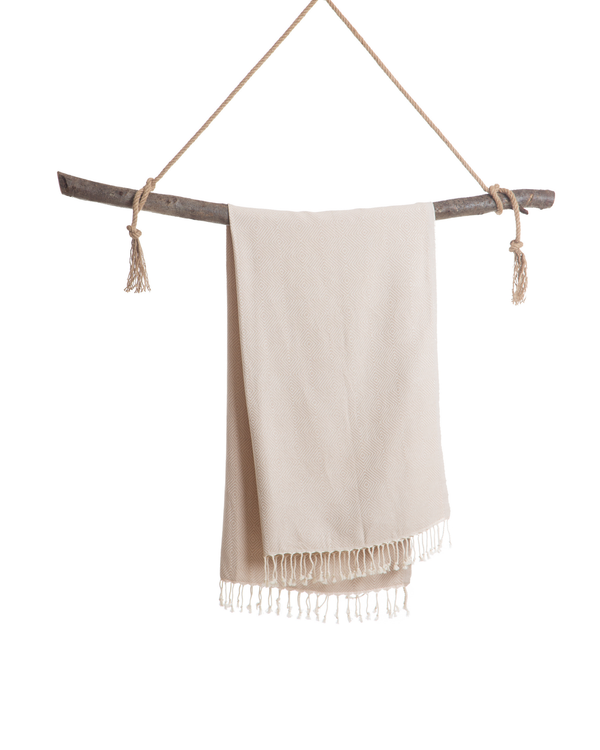 CRYSTAL Beach Towel, Turkish Hammam Towel, Spa & Sauna Towel - Beige
