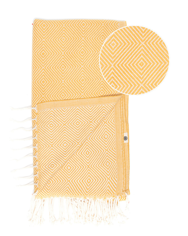 CRYSTAL Beach Towel, Turkish Hammam Towel, Spa & Sauna Towel - Yellow
