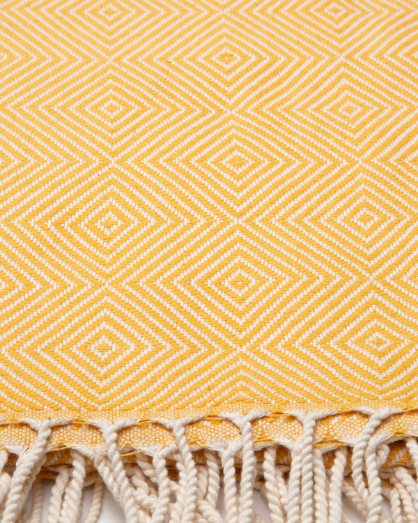 CRYSTAL Beach Towel, Turkish Hammam Towel, Spa & Sauna Towel - Yellow