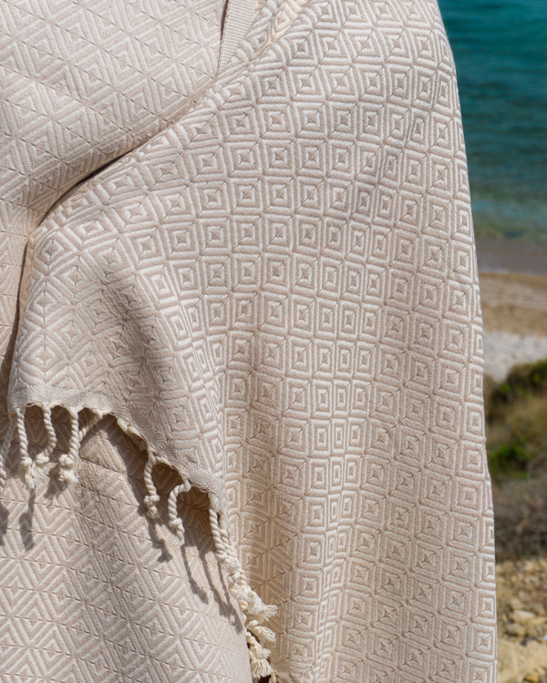 ELA Hammam Beach Towel, Spa Sauna Towel - Beige