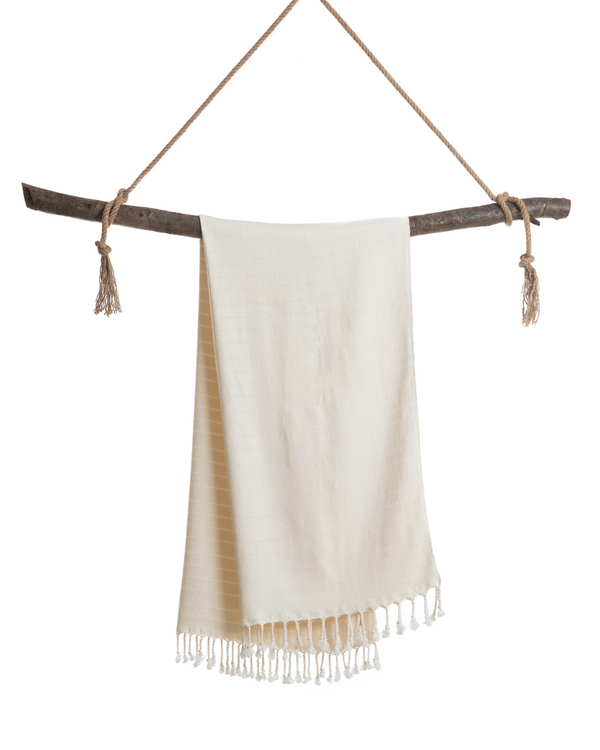 ILVA Turkish Hammam Towel, Spa & Sauna Towel / Made of Bamboo and Cotton - White