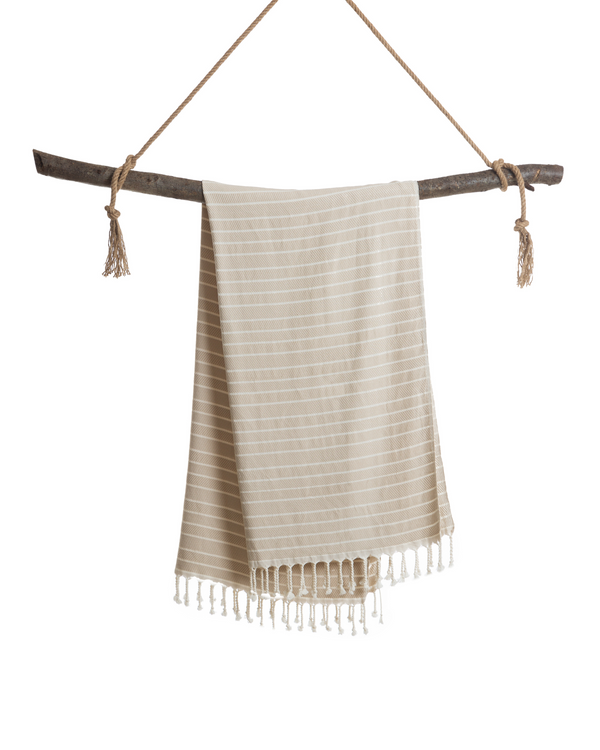 ILVA Turkish Hammam Towel, Spa & Sauna Towel / Made of Bamboo and Cotton - Beige