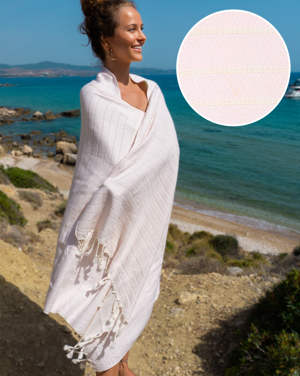 ILVA Turkish Hammam Towel, Spa & Sauna Towel / Made of Bamboo and Cotton - Pink