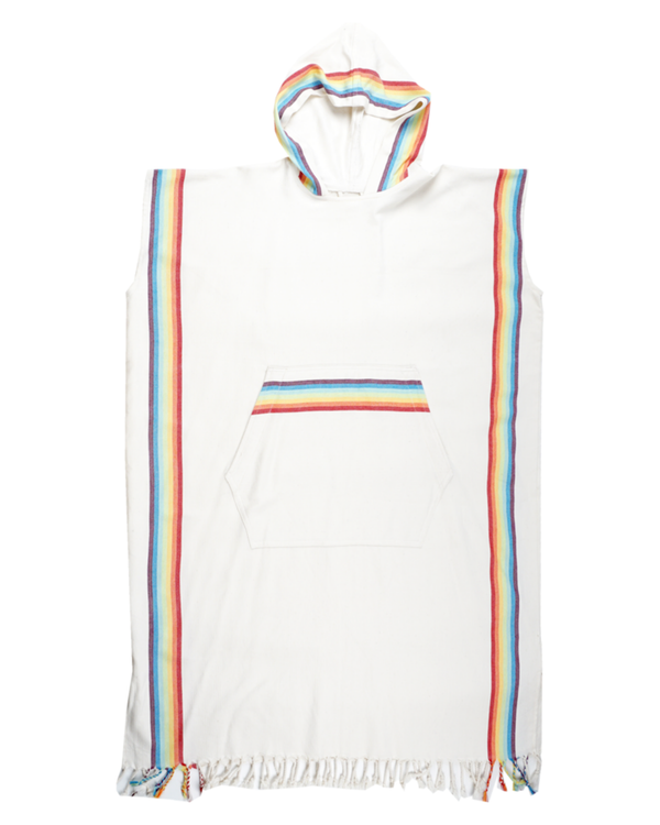 Men Hooded Beach Pool Spa Sauna Poncho, Changing Towel, Made of Bamboo and Cotton - Rainbow, with Recycled Gift Box