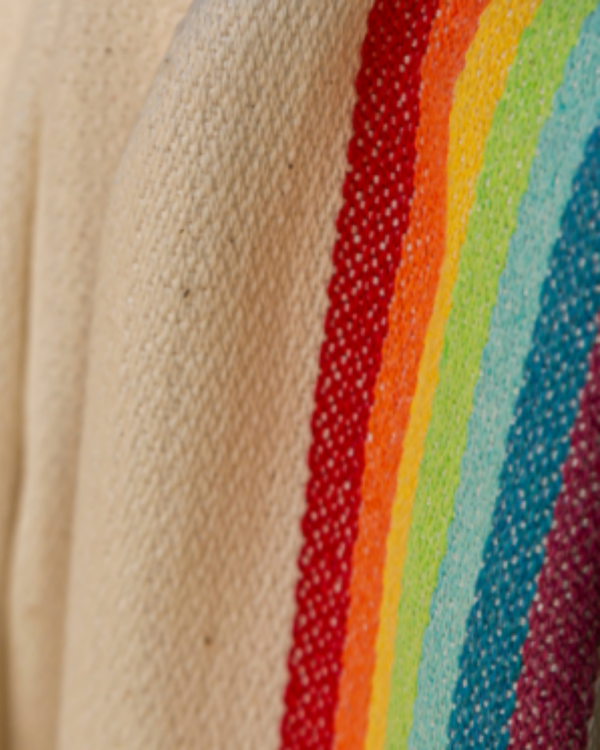 Men Hooded Beach Pool Spa Sauna Poncho, Changing Towel, Made of Bamboo and Cotton - Rainbow, with Recycled Gift Box