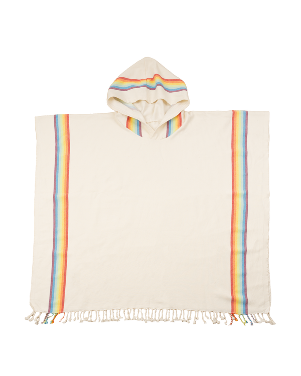 Women Hooded Beach Pool Spa Sauna Poncho, Changing Towel, Made of Bamboo and Cotton - Rainbow, with Recycled Gift Box