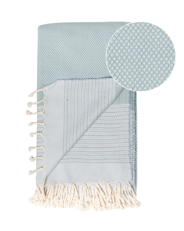 PHARAO Beach Towel, Turkish Hammam Towel, Spa & Sauna Towel - Mint / Light Blue