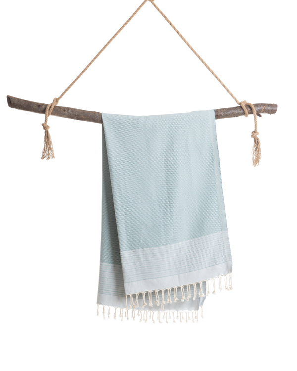 PHARAO Beach Towel, Turkish Hammam Towel, Spa & Sauna Towel - Mint / Light Blue