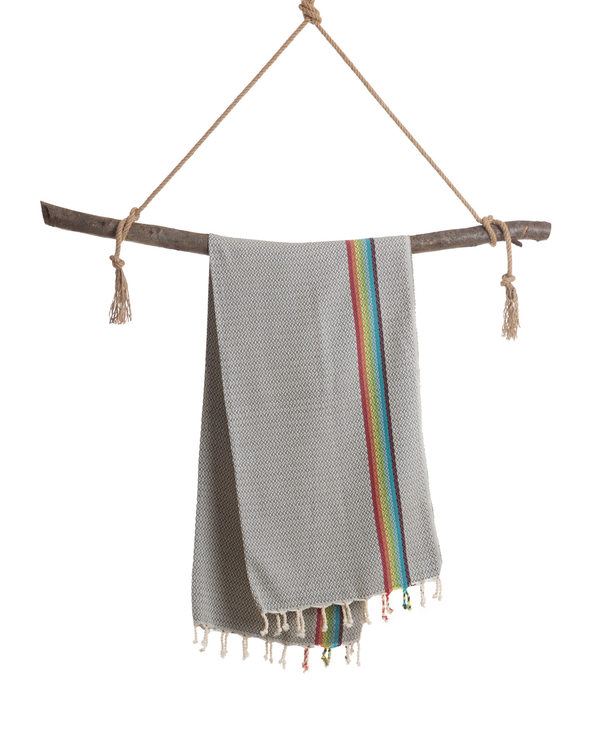 RAINBOW Beach Towel, Turkish Hammam Towel, Spa & Sauna Towel - Anthracite