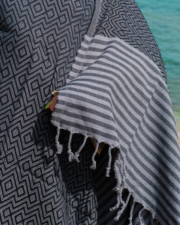 SAHARA Hammam Beach Towel, Spa Sauna Towel - Black