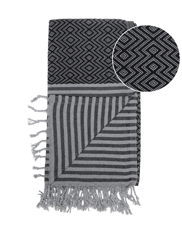 SAHARA Hammam Beach Towel, Spa Sauna Towel - Black