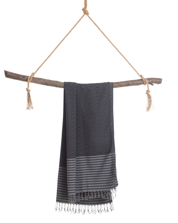 SAHARA Hammam Beach Towel, Spa Sauna Towel - Black