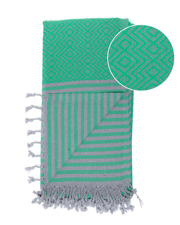 SAHARA Hammam Beach Towel, Spa Sauna Towel - Green