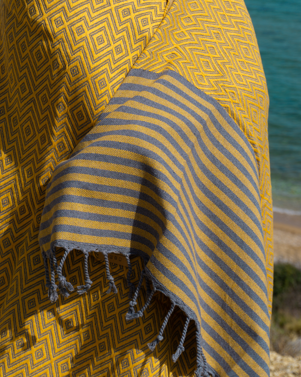SAHARA Hammam Beach Towel, Spa Sauna Towel - Yellow