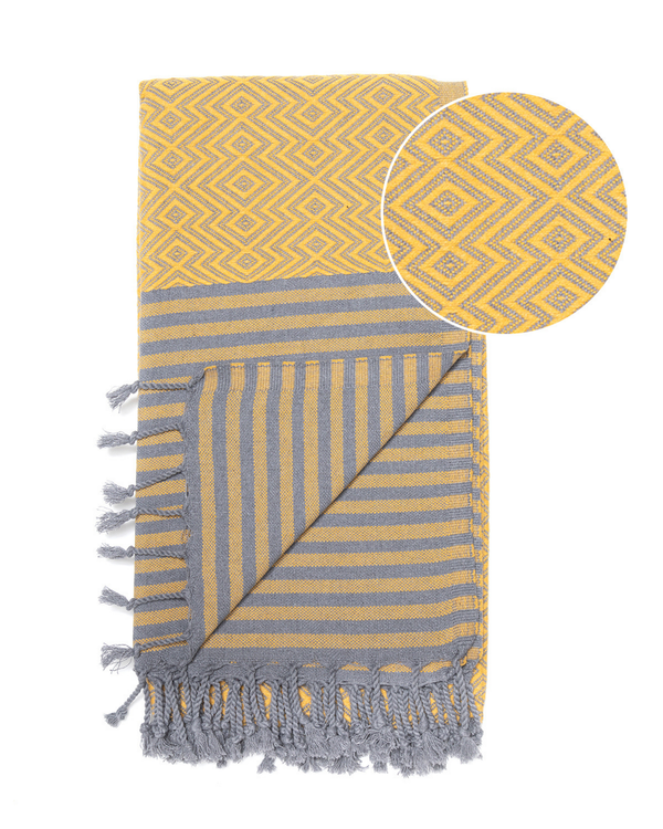 SAHARA Hammam Beach Towel, Spa Sauna Towel - Yellow