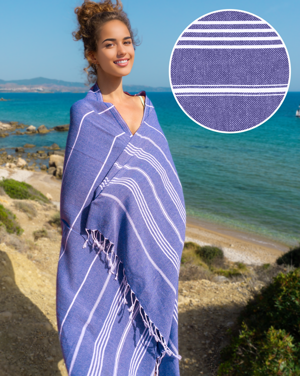 AMARA Hammam Beach Towel, Peshtemal, Made of Cotton - Dark Blue