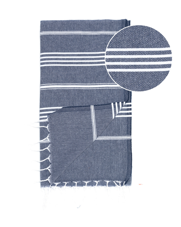 AMARA Hammam Beach Towel, Peshtemal, Made of Cotton - Dark Blue