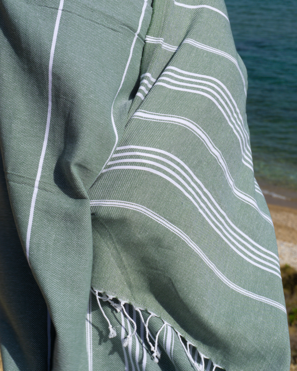 AMARA Hammam Beach Towel, Peshtemal, Made of Cotton - Khaki Green