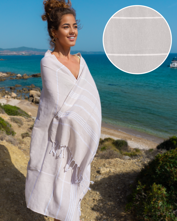 AMARA Hammam Beach Towel, Peshtemal, Made of Cotton - Beige