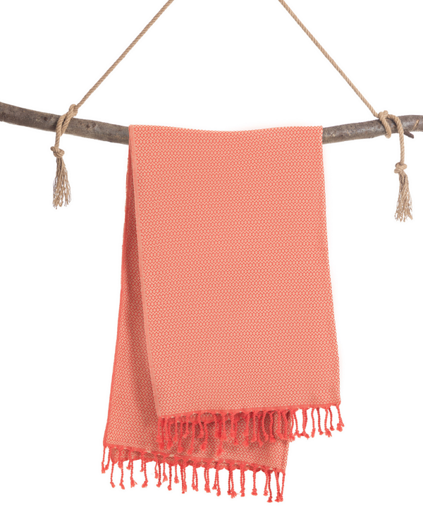 SAMOS Turkish Cotton Scarf Hammam Towel - Fuchsia / Beige