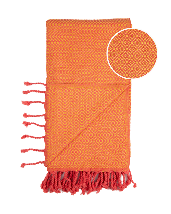 SAMOS Turkish Cotton Scarf Hammam Towel - Fuchsia / Mustard