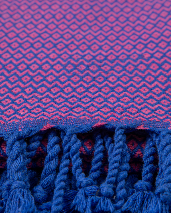SAMOS Turkish Cotton Scarf Hammam Towel - Blue / Fuchsia