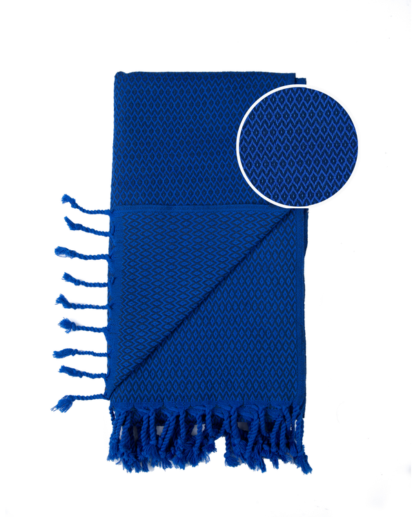 SAMOS Turkish Cotton Scarf Hammam Towel - Blue / Navy Blue
