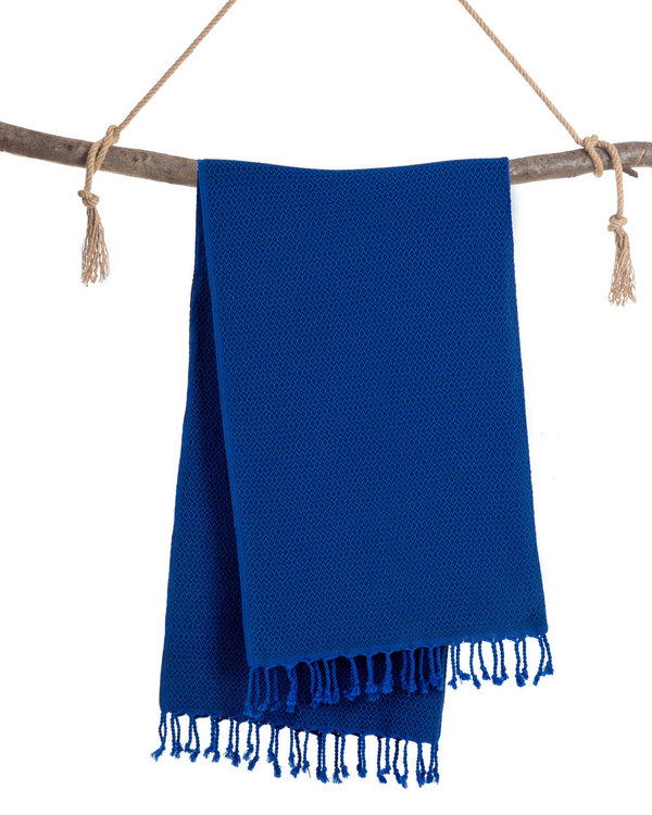 SAMOS Turkish Cotton Scarf Hammam Towel - Blue / Navy Blue