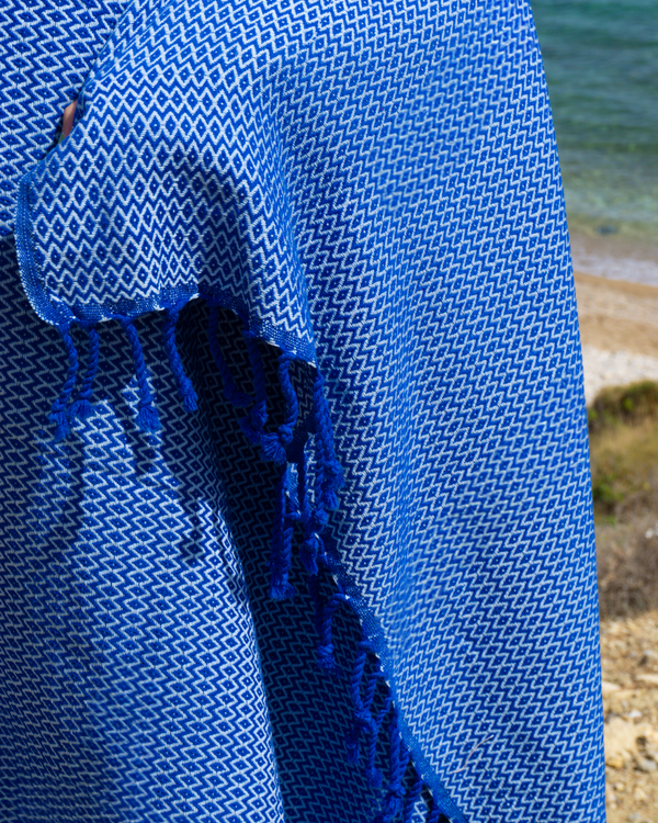 SAMOS Turkish Cotton Scarf Hammam Towel - Blue / Light Blue