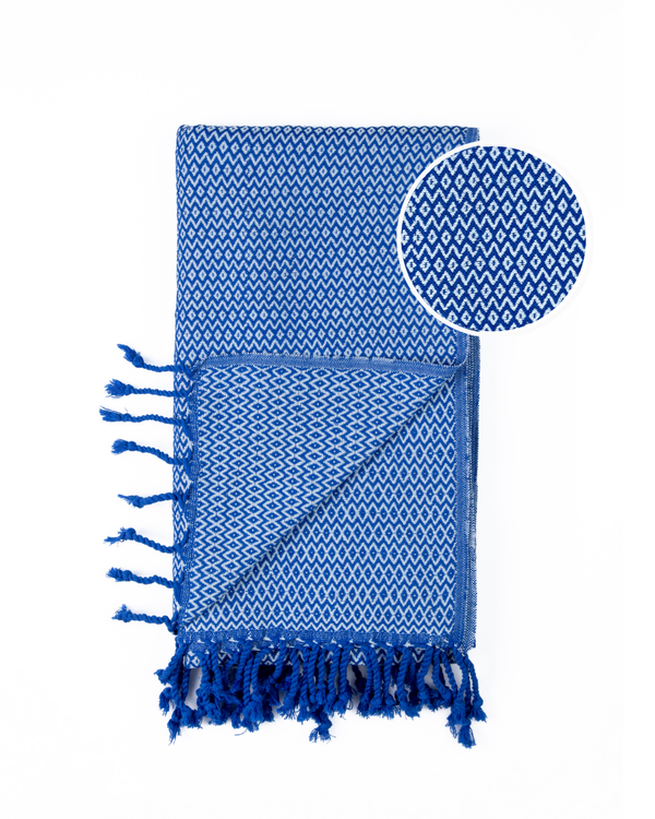SAMOS Turkish Cotton Scarf Hammam Towel - Blue / Light Blue