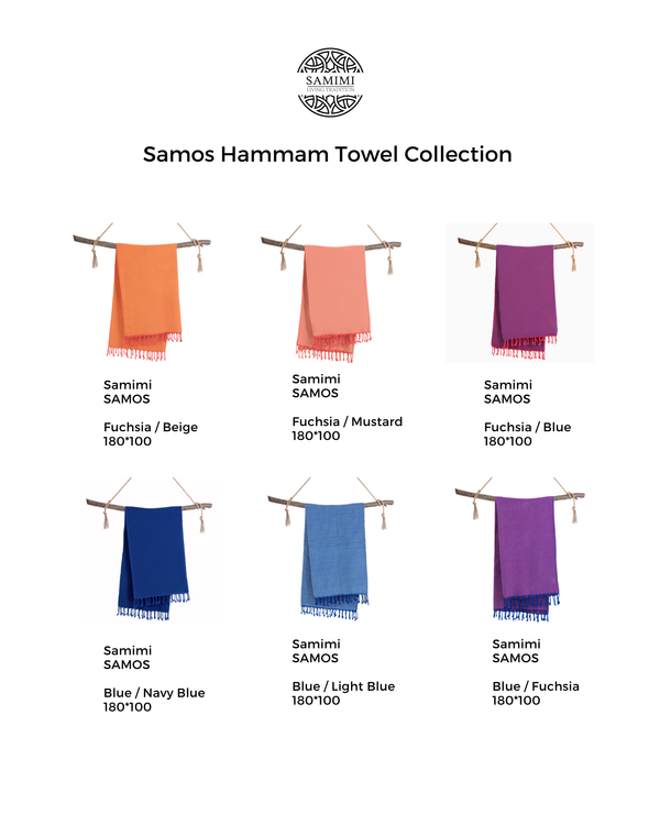 SAMOS Turkish Cotton Scarf Hammam Towel - Blue / Navy Blue