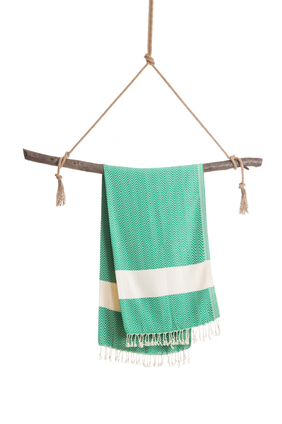 BALIK Hammam Towel, Beach Towel, Pestemal - Green / White