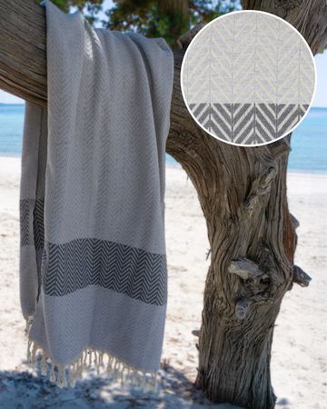 BALIK Hammam Towel, Beach Towel, Pestemal - Grey