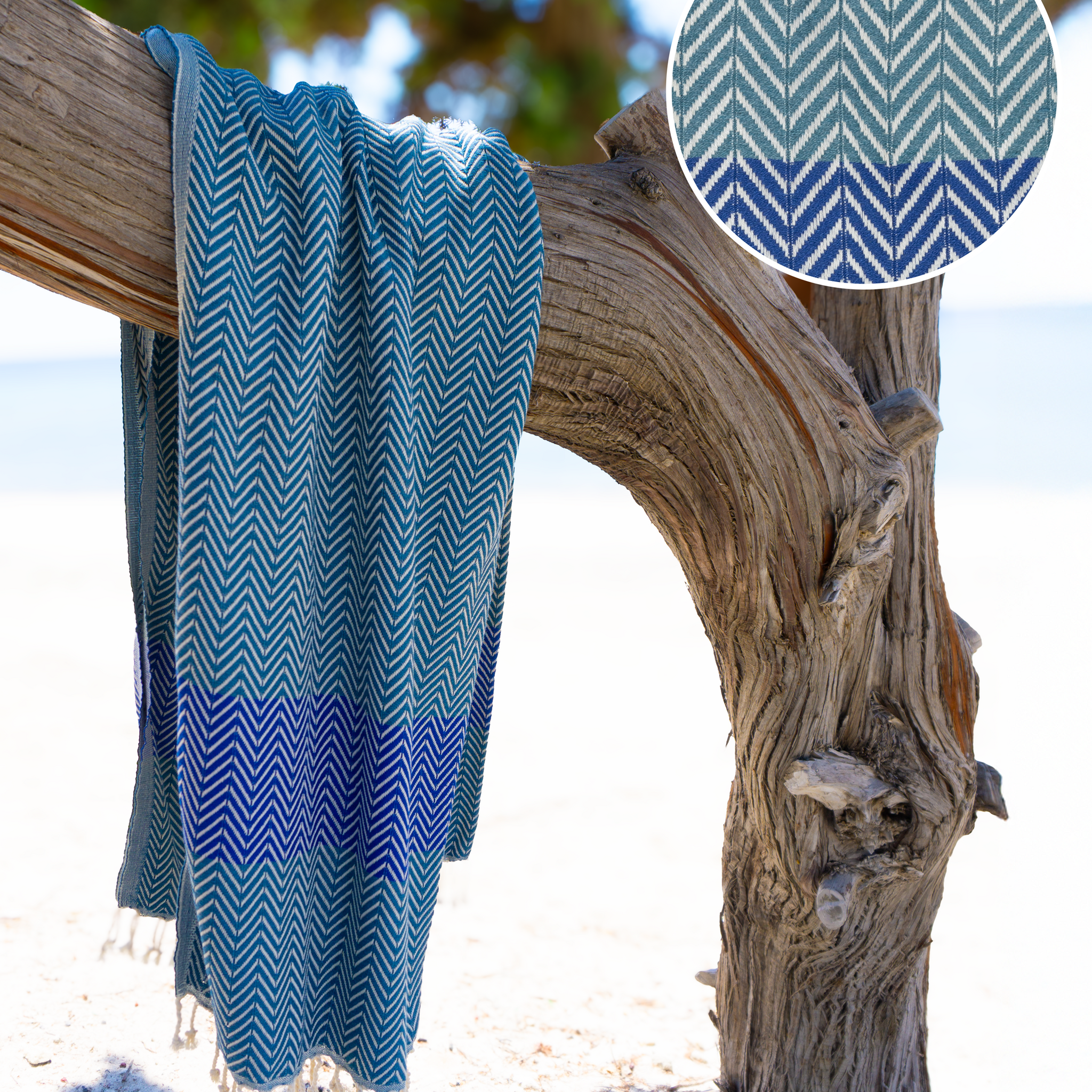 BALIK Hammam Towel, Beach Towel, Pestemal - Green / Blue