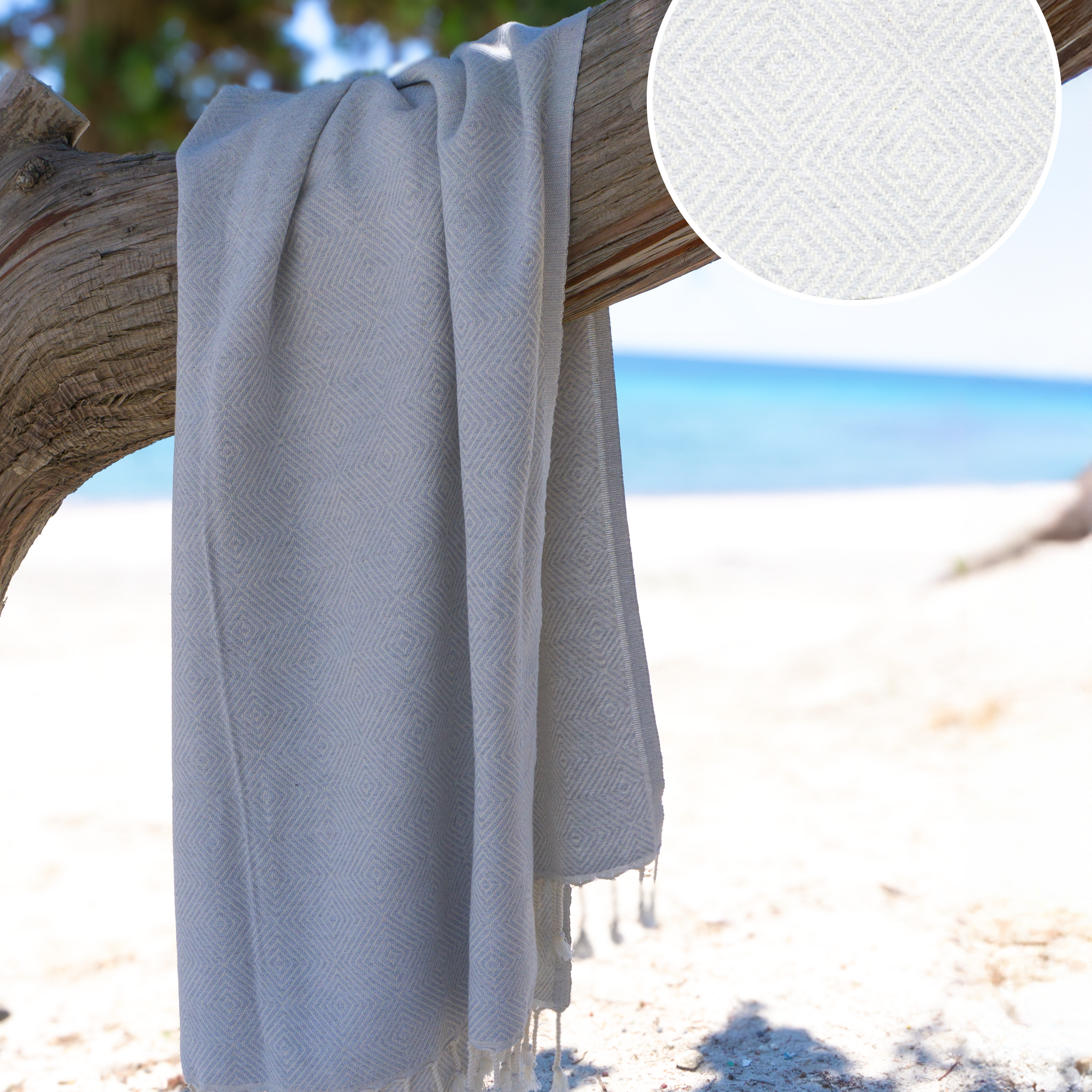 CRYSTAL Beach Towel, Turkish Hammam Towel, Spa & Sauna Towel - Grey