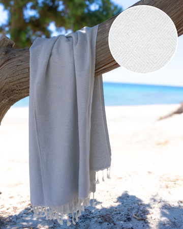 CRYSTAL Beach Towel, Turkish Hammam Towel, Spa & Sauna Towel - Grey