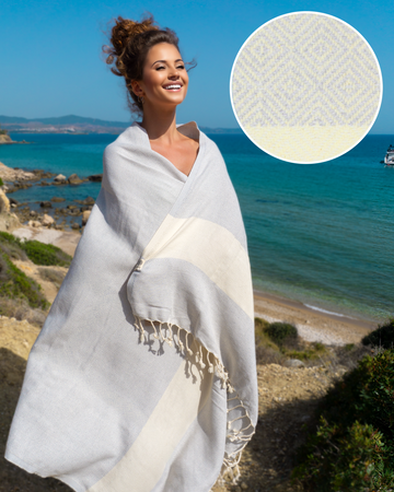 DIAMANT Hammam Towel, Beach Towel, Pestemal - Grey