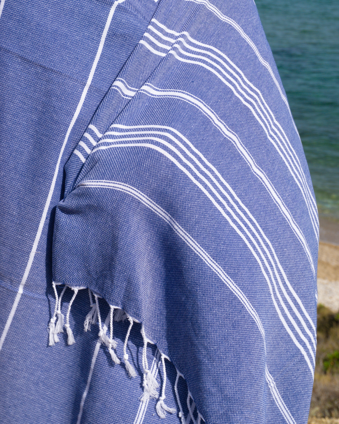 SULTAN Hammam Beach Towel, Peshtemal, Made of Cotton - Dark Blue