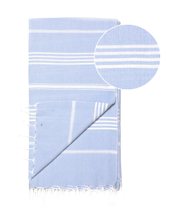 SULTAN Hammam Beach Towel, Peshtemal, Made of Cotton - Light Blue